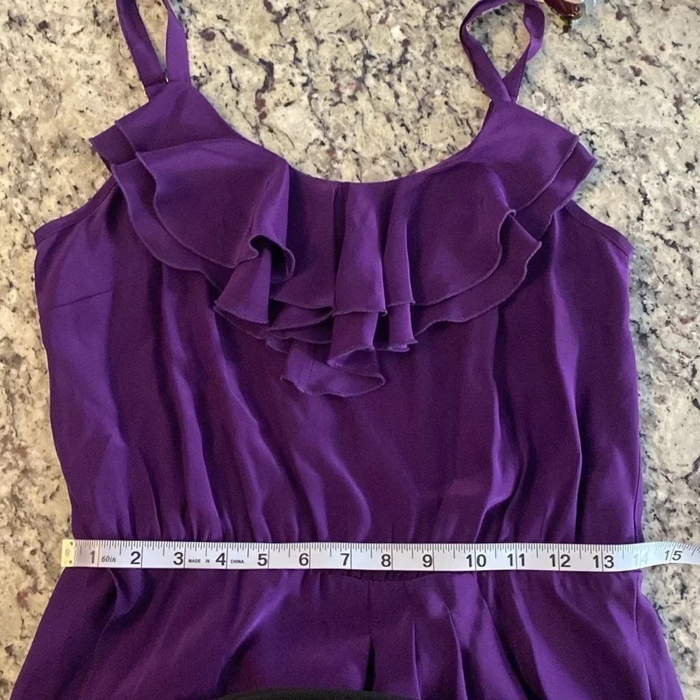 Amanda Uprichard Purple Silk Ruffle Blouson Tank Dress Medium M XX13